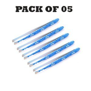 Forgica Professional Stainless Steel Paper Coated Tweezers Pack of 05